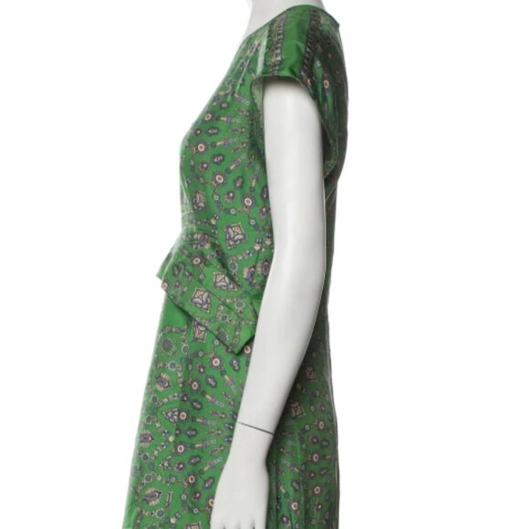 Derek Lam Silk Green Scarf V Neck Midi Length Dress XS $976 - Picture 4 of 4